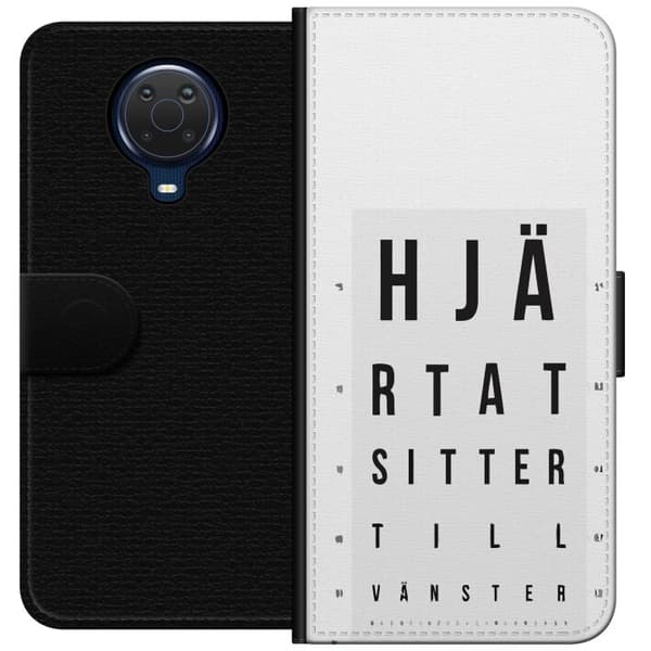 Kompatibelt Plånboksfodral till Nokia G20 Hjärntest höger vänster vit