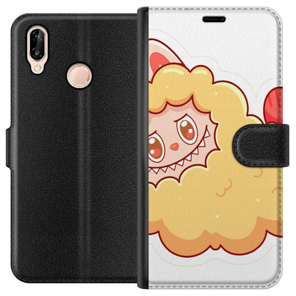 Huawei P20 lite Lompakkokotelo Labubu Pesukarhu Pop Mart Hahmo Keräilyesine Söpö Suunnittelu Suosittu Teema Taideteos Leikkisarja