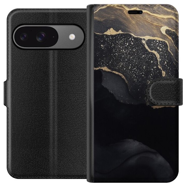 Google Pixel 9 Lommeboketui Svart gull abstrakt