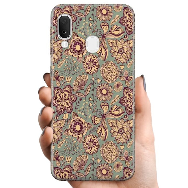Samsung Galaxy A20e TPU Matkapuhelimen kuori Vintage Kukat