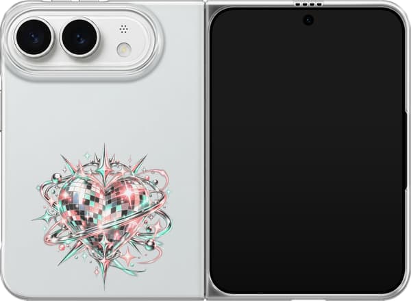 Kompatibelt Mobildeksel til Apple iPhone Duo Sølvfarget hjerte av speilruter med rosa og mintgrønne lysslynger sølv