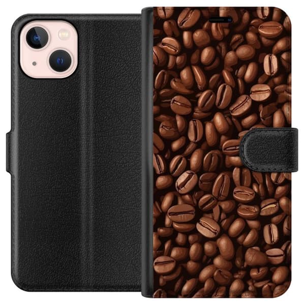 Kompatibelt Lommeboketui til Apple iPhone 13 Kaffebönor närbild brun