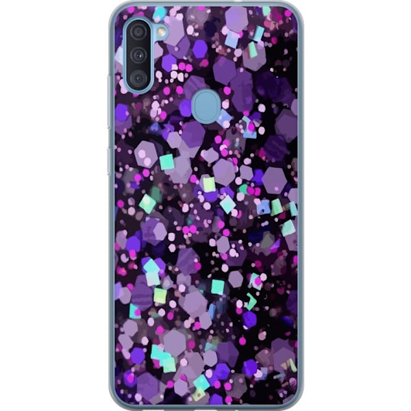 Samsung Galaxy A11 Gennemsigtig cover Lilla Glitter