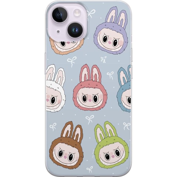 Apple iPhone 14 Läpinäkyvä kuori Pastel Labubu