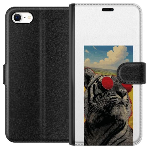 Kompatibel Tegnebogsetui til Apple iPhone 6s Cool tiger med røde solbriller i pop kunststil grå