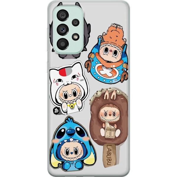Samsung Galaxy A73 5G Gjennomsiktig deksel Labubu figure samling - Pop Mart Labubu The Monsters i fargerik design