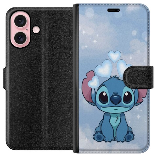 Apple iPhone 16 Lompakkokotelo Stitch Hyppäävä Ilo - Hauska