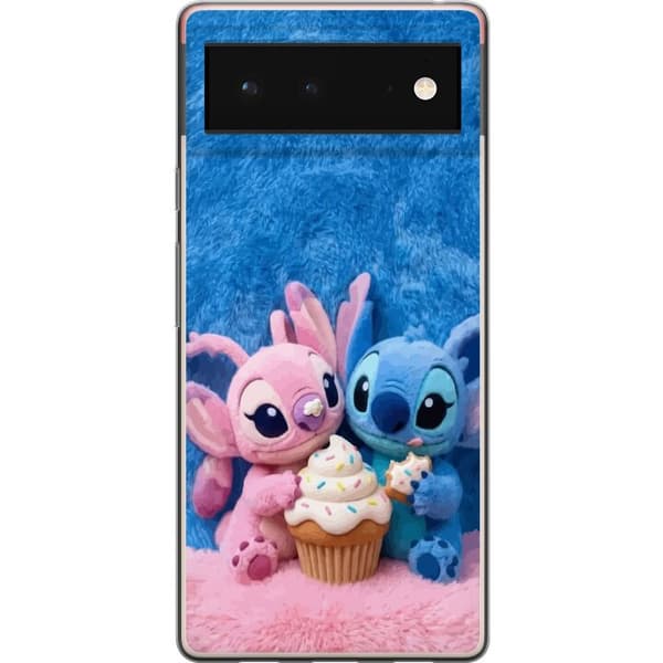 Kompatibel Mobilcover til Google Pixel 6 Søde blå og lyserøde figurer med stor cupcake og krymmel pink