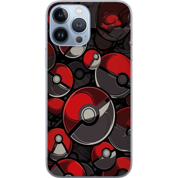 Kompatibel Mobilcover til Apple iPhone 13 Pro Max Sømløst mønster med røde og sorte Pokébolde rød