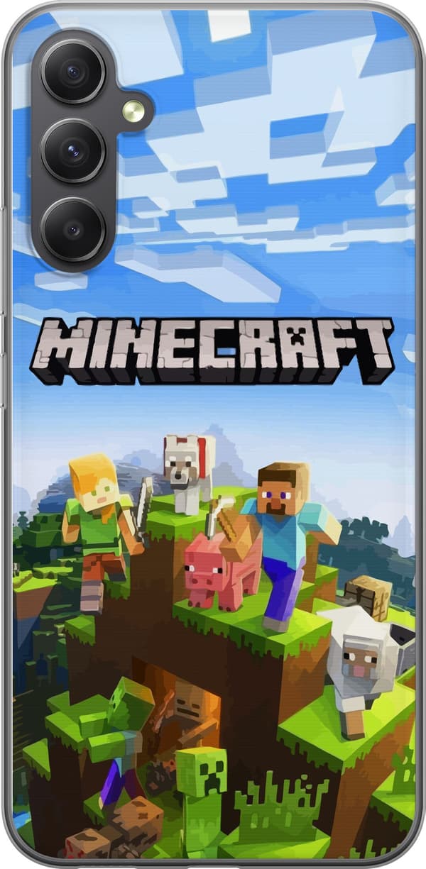 Kompatibelt Mobilskal till Samsung Galaxy A15 5G Minecraft Creeper block pixel retro gaming