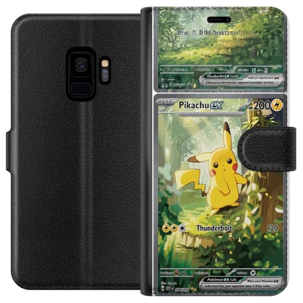 Kompatibel Tegnebogsetui til Samsung Galaxy S9 Pikachu grøn