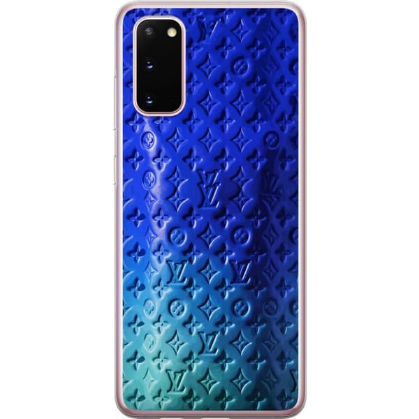 Kompatibelt Mobildeksel til Samsung Galaxy S20 Blått luksuriøst monogrammønster med elegant preget tekstur blå