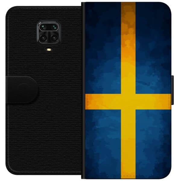 Kompatibelt Plånboksfodral till Xiaomi Redmi Note 9S Svenska flaggan blå