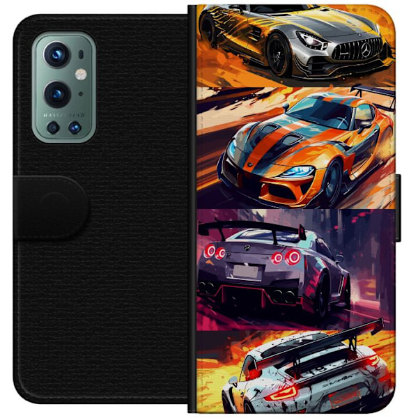 OnePlus 9 Pro Tegnebogsetui Rallyfeber - fartfyldt motiv med r