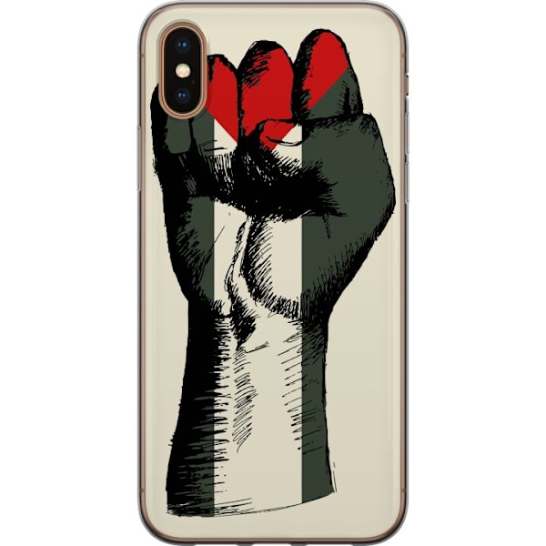 Apple iPhone XS Max Gennemsigtig cover Hånd bundet i Palæstinas farver - kraftfuldt symbol for frihedsbevægelsen