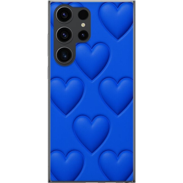 Samsung Galaxy S24 Ultra Gennemsigtig cover Blå Hjerter