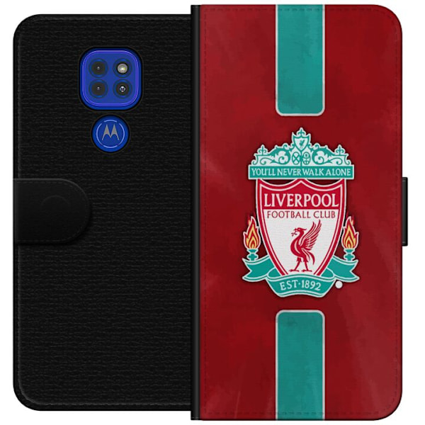 Motorola Moto G9 Play Tegnebogsetui Liverpool FC - Klassisk Fodboldstolthed i Rødt