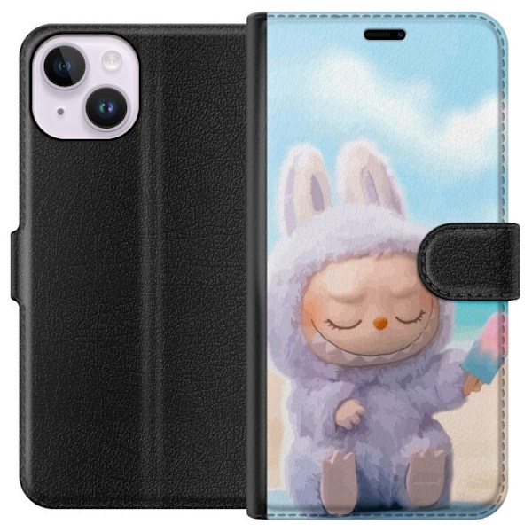 Apple iPhone 15 Lompakkokotelo Labubu Vaaleanpunainen Tunnelma