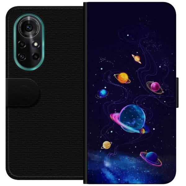 Kompatibel Tegnebogsetui til Huawei nova 8 Pro Farlige planeter og stjerner i et animeret rumlandskab blå