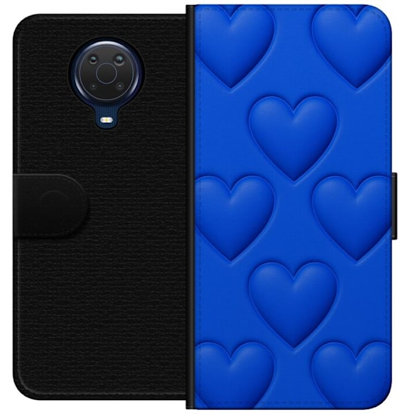 Nokia G20 Lompakkokotelo Siniset Sydämet
