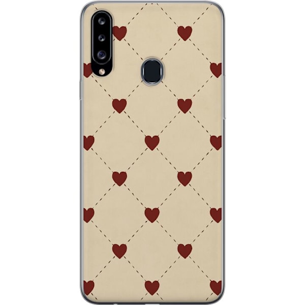 Samsung Galaxy A20s Läpinäkyvä kuori Sydänverkko