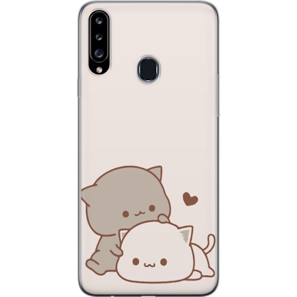 Samsung Galaxy A20s Läpinäkyvä kuori Kawaii Söpö Kissat