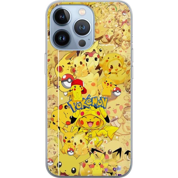 Kompatibel Mobilcover til Apple iPhone 13 Pro Sød Pikachu-collage med Pokémon-tema i bløde gule nuancer gul