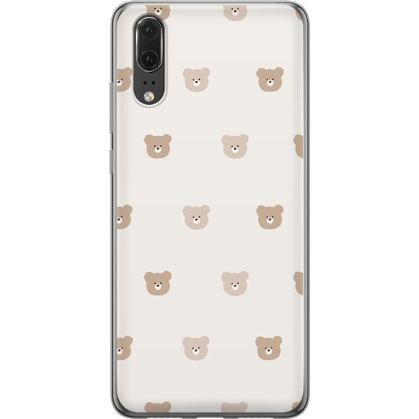 Huawei P20 Genomskinligt Skal Teddy Background – gulliga nallar mot mjuk bakgrund
