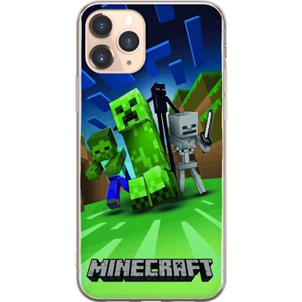 Apple iPhone 11 Pro Genomskinligt Skal Minecraft Creeper mobilskal i klassisk grön pixelstil