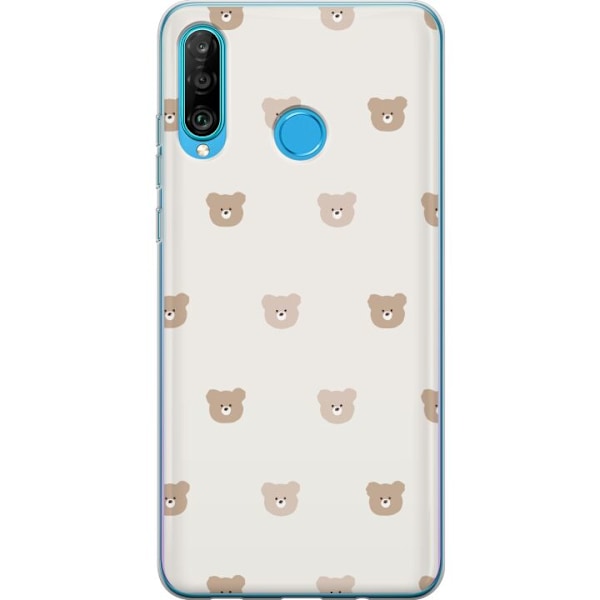 Huawei P30 lite Gennemsigtig cover Teddybaggrund - søde teddybjørne mod en blød baggrund