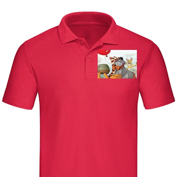 Poloshirt til Voksen | Elegant Poloshirt Nalle Puh og Æsel Rød XX-Large