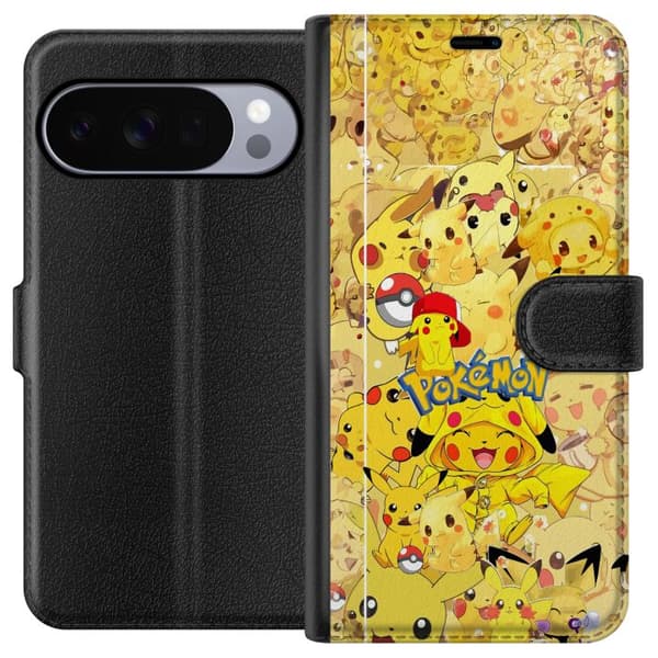 Kompatibel Tegnebogsetui til Google Pixel 10 Pro XL Sød Pikachu-collage med Pokémon-tema i bløde gule nuancer gul
