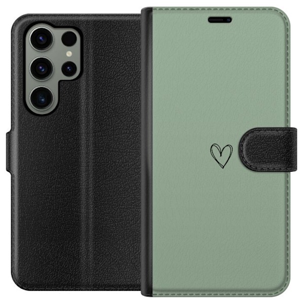 Samsung Galaxy S23 Ultra Lompakkokotelo Sydän Vihreä
