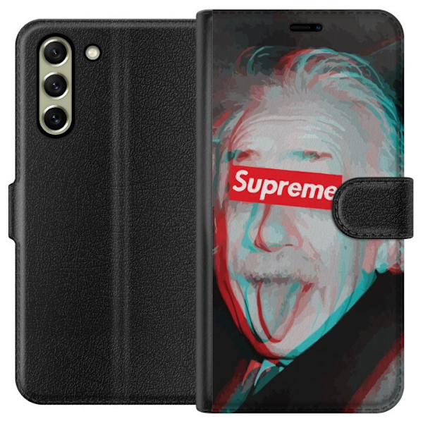 Samsung Galaxy S21 FE 5G Lompakkokotelo Supreme Albert Einstein 3D Motiivi Katumuoti Suunnittelu Suosittu Tiede Ikoni Kaupunkitaide