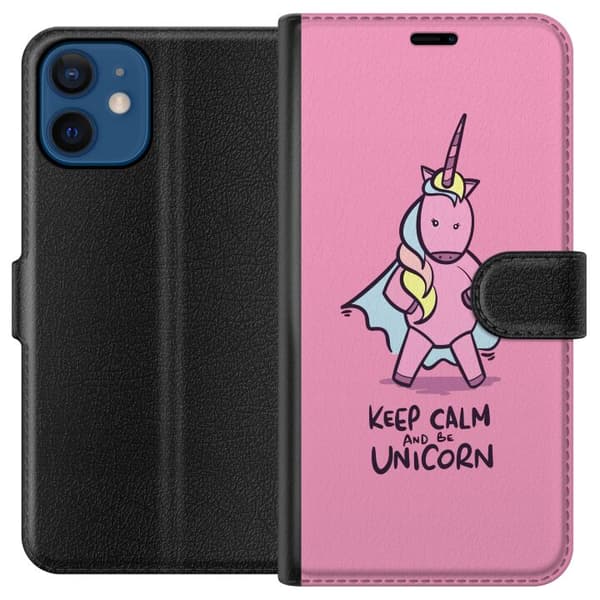 Kompatibelt Plånboksfodral till Apple iPhone 12 mini Keep Calm Enhörning