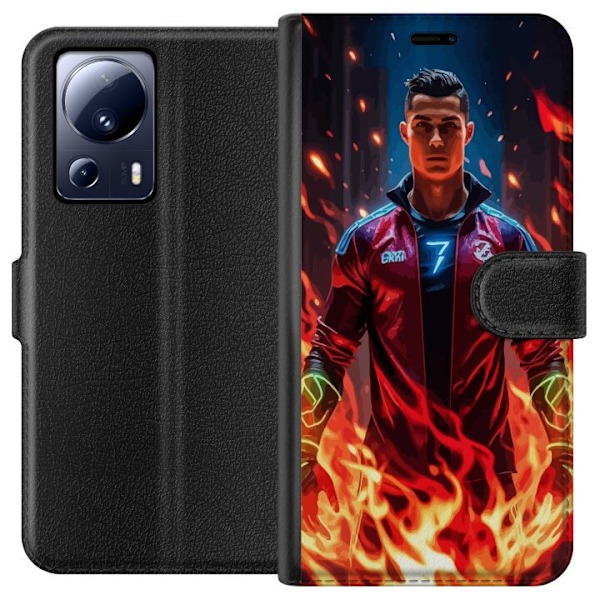 Xiaomi 13 Lite Tegnebogsetui Ronaldo Inferno - fodboldhelt i flammer