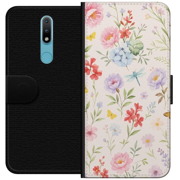 Nokia 2.4 Tegnebogsetui Blomster