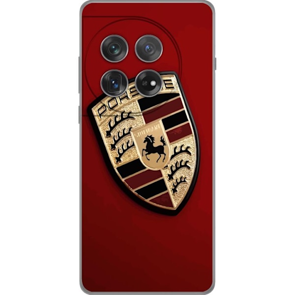 OnePlus 12 Gennemsigtig cover Mobil etui med stilfuld Porce-logo i sort og hvid
