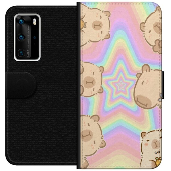 Huawei P40 Pro Tegnebogsetui Kawaii Capybara Galaxy Sød Anime Dyr Rummotiv Kawaii Trend Gave TikTok Design