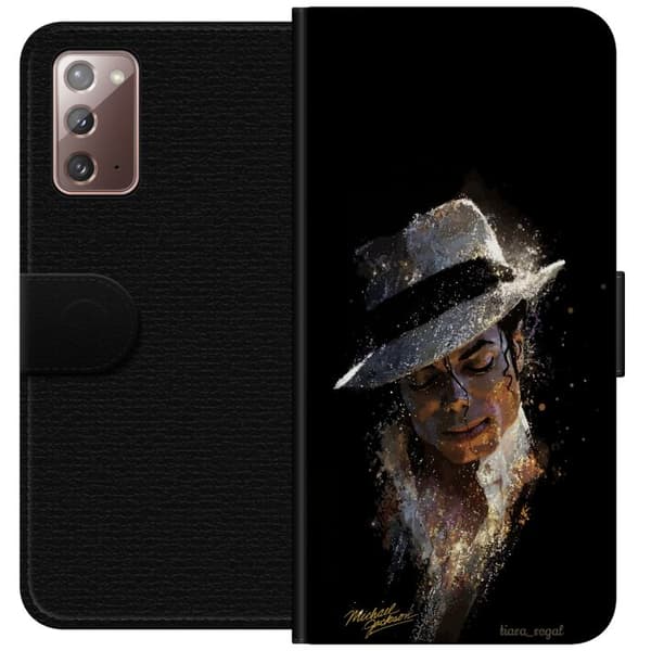 Kompatibel Tegnebogsetui til Samsung Galaxy Note20 Kunstnerisk portræt af mand med hvid hat og glitrende detaljer sort