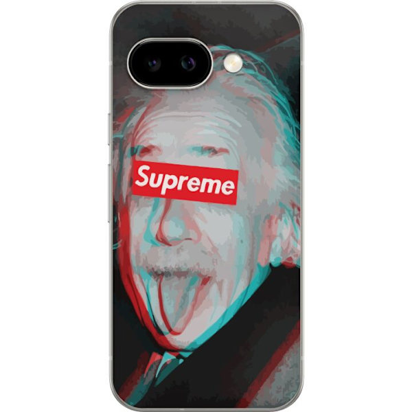 Google Pixel 9a Gennemsigtig cover Supreme Albert Einstein 3D Motiv Streetwear Design Populær Videnskab Ikonisk Grafisk Urban Kunst