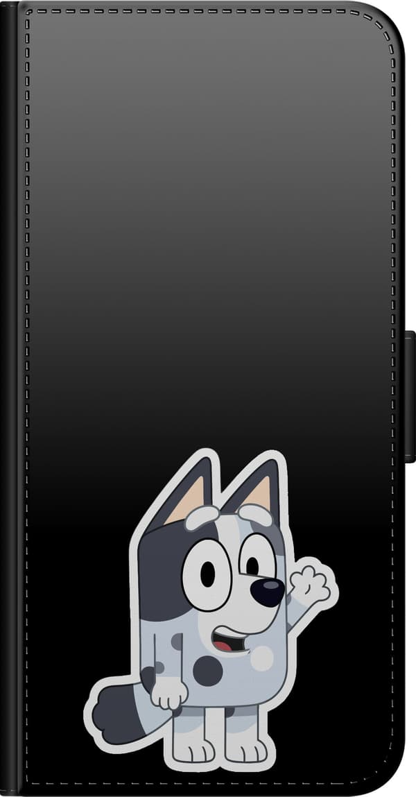 Kompatibelt Lommeboketui til Huawei P40 lite E Vinkende mynde - Grått motiv med grå hundefigur som vinker. grå