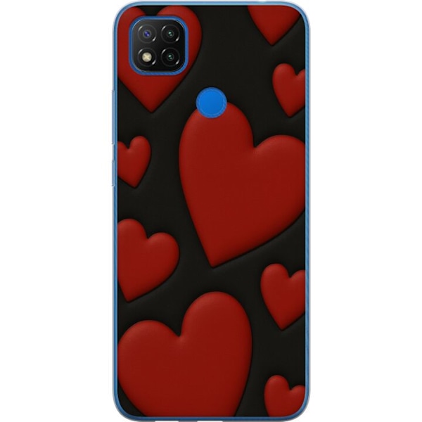 Xiaomi Redmi 9C NFC Läpinäkyvä kuori Punaiset Samettisydäm
