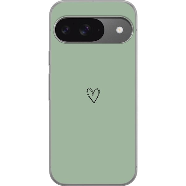 Google Pixel 9 Pro Läpinäkyvä kuori Sydän Vihreä