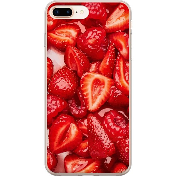Apple iPhone 7 Plus Läpinäkyvä kuori Mansikkakuviointi - makea motiivi kesäfiiliksellä