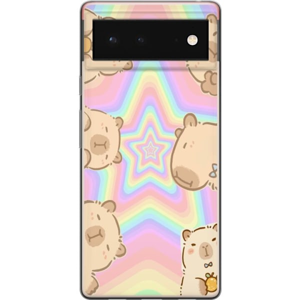 Google Pixel 6 Genomskinligt Skal Kawaii Capybara Galaxy Söt Anime Djur Rymdmotiv Kawaii Trend Present TikTok Design