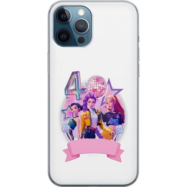 Kompatibelt Mobilskal till Apple iPhone 12 Pro Popstjärnor nummer fyra rosa