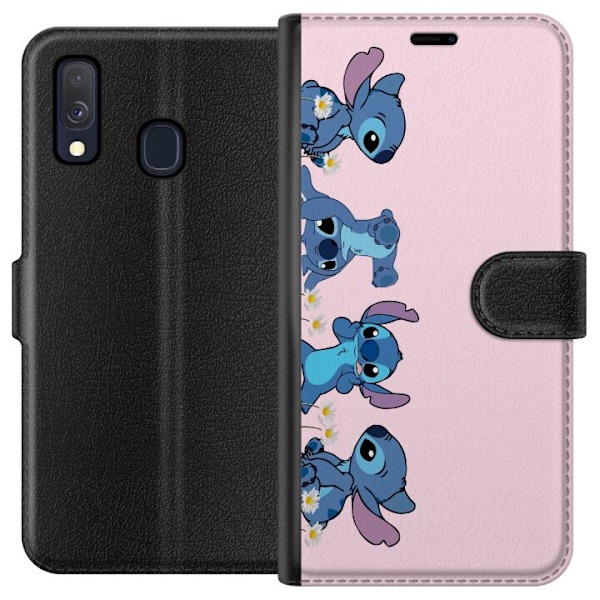 Samsung Galaxy A40 Plånboksfodral Stitch Skratt & Bus – Perfekt för Mobilskal eller Poster