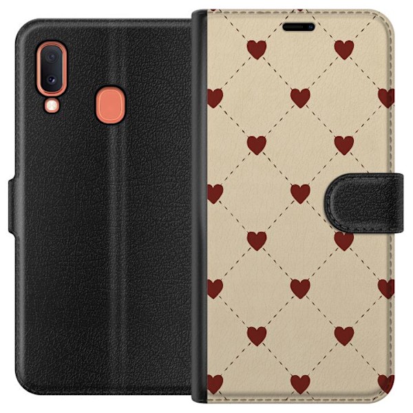 Samsung Galaxy A20e Lompakkokotelo Sydänverkko