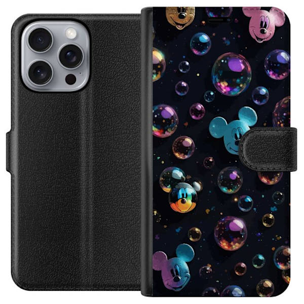 Apple iPhone 16 Pro Max Tegnebogsetui  Mickey Mouse Disney Bobler Design Sjovt Motiv Populær Disneyfigur Tegneserie Børneklassiker